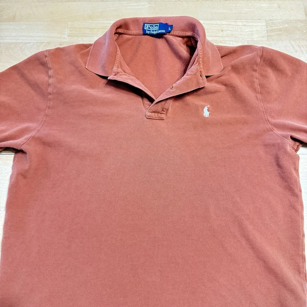 Polo by Ralph Lauren Mens Shirt Rust Orange Classic Collared Shirt Size Large
